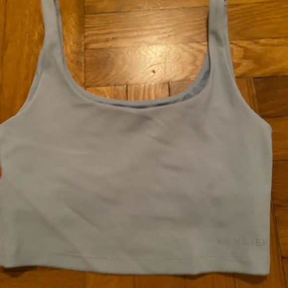 Bandier Rib Tempo Cropped Bra in Chambray Blue - Picture 3 of 4